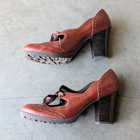B.O.C by Born Brown Leather Oxford Mary Jane Block Heels size 10/42 - Picture 10 of 11